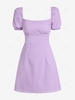 ZAFUL Robe de Laitière Brodée Ouverte Au Dos en Jacquard à Manches Bouffantes S Violet clair