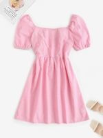 ZAFUL Robe de Laitière en Vichy à Manches Bouffantes Xl Rose clair