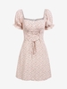 ZAFUL Robe de Laitière Fleurie à Manches Bouffantes à Lacets M Rose léger