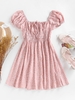 ZAFUL Robe de Laitière Fleurie à Manches Bouffantes à Volants S Rose clair
