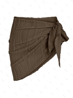 ZAFUL Robe de Plage Texturée Nouée à Côté Taille unique Café profond