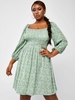 ZAFUL Robe de Sieste Plissée à Imprimé Floral Grande-Taille