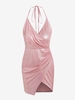 ZAFUL Robe de Soirée Drapée Métallisée Ouverte Au Dos à Col Halter M Rose léger