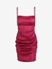 ZAFUL Robe de Soirée Moulante Plissée sans Dos M Rouge lave