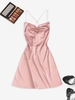 ZAFUL Robe de Soirée Ouverte Au Dos en Satin à Lacets L Rose clair
