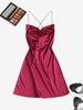 ZAFUL Robe de Soirée Ouverte Au Dos en Satin à Lacets Xl Rouge foncé