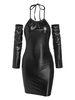ZAFUL Robe en Cuir PU à Col Halter Amovible L Noir