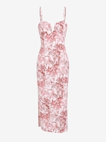 ZAFUL Robe Fendue à Imprimé Arbre à Armature en V L Rouge