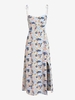 ZAFUL Robe Fendue à Imprimé Fleurie à Epaule Nouée S Bleu clair