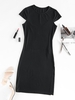 ZAFUL Robe Fendue Côtelée à Mancherons M Noir
