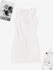 ZAFUL Robe Fendue Côtelée Nouée Ouverte Au Dos S Blanc