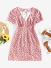 ZAFUL Robe Fendue Découpée Nouée Fleurie Nouée M Rose clair