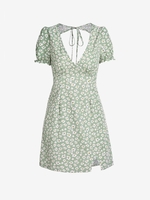 ZAFUL Robe Fendue Découpée Nouée Fleurie Nouée M Vert clair