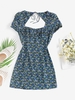 ZAFUL Robe Fendue Fleurie Imprimée Ouverte Au Dos M Noir