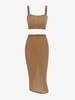 ZAFUL Robe Fendue Semi-Transparente Tricotée Au Dos Deux Pièces S Café