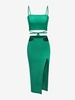 ZAFUL Robe Feuille Gaufrée Plissée Au Dos Nageur Deux Pièces S Vert