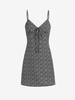 ZAFUL Robe Fleurie Imprimée Nouée à Bretelle M Noir