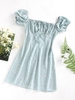 ZAFUL Robe Fleurie Nouée à Manches Bouffantes à Volants M Vert clair