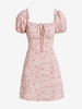 ZAFUL Robe Fleurie Nouée à Manches Bouffantes M Rose léger
