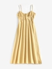 ZAFUL Robe Ligne A Mi-Longue Plissée Au Poitrine M Jaune clair