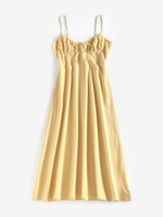 ZAFUL Robe Ligne A Mi-Longue Plissée Au Poitrine M Jaune clair