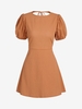 ZAFUL Robe Ligne A Plissée à Manches Bouffantes sans Dos L Orange