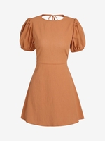 ZAFUL Robe Ligne A Plissée à Manches Bouffantes sans Dos Xl Orange