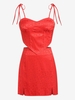 ZAFUL Robe Léopard Cœur à Epaule Nouée en Jacquard Deux Pièces M Rouge