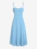 ZAFUL Robe Mi-Longue à Bretelle Fendue en Avant à Epaule Nouée M Bleu clair
