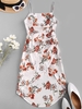 ZAFUL Robe Mi-Longue Asymétrique à Imprimé Fleurie à Volants S Blanc