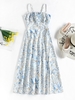 ZAFUL Robe Mi-Longue Découpée à Imprimé Fleurie à Fente Haute S Bleu clair