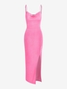 ZAFUL Robe Mi-Longue Drapée à Fente Haute L Rose léger