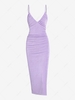 ZAFUL Robe Mi-Longue Fendue à Bretelle à Volants en Jersey S Violet clair