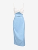 ZAFUL Robe Mi-Longue Fendue Bicolore Tordue L Bleu clair