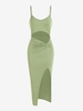 ZAFUL Robe Mi-Longue Fendue Découpée Torsadée M Vert clair