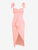 ZAFUL Robe Mi-Longue Fendue Drapée en Satin M Rose léger