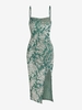 ZAFUL Robe Mi-Longue Fendue Fleurie sans Dos M Vert clair