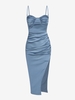 ZAFUL Robe Mi-Longue Fendue Soyeuse à Volants Xl Bleu clair