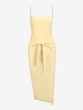 ZAFUL Robe Mi-Longue Fente Latérale à Bretelle à Taille Nouée L Jaune clair