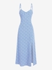 ZAFUL Robe Mi-Longue Fleurie à Bretelle à Epaule Nouée L Bleu clair