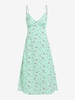 ZAFUL Robe Mi-Longue Fleurie Nouée Ouverte Au Dos à Bretelle S Vert clair