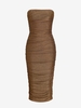ZAFUL Robe Mi-longue Moulante Métallique Bandeau Jersey L Café