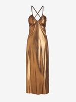 ZAFUL Robe Mi-Longue Métallisée Croisée M Café