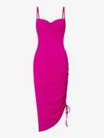 ZAFUL Robe Mi-Longue Plissée en Avant à Bretelle L Rose clair