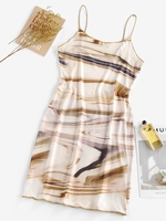 ZAFUL Robe Moulante à Bretelle à Imprimé Agate M