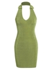 ZAFUL Robe Moulante à Col Relevé L Vert clair