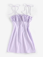 ZAFUL Robe Moulante à Epaule Nouée Plissée Au Poitrine S Violet clair