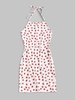 ZAFUL Robe Moulante à Imprimé Fraise à Col Halter L Blanc