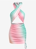 ZAFUL Robe Moulante Croisée en Blocs de Couleurs à Col Halter M