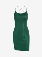 ZAFUL Robe Moulante Croisée sans Dos à Paillettes M Vert profond